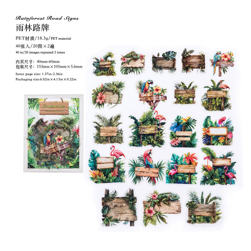 Series Road Sign Style PET stickers 20 psc