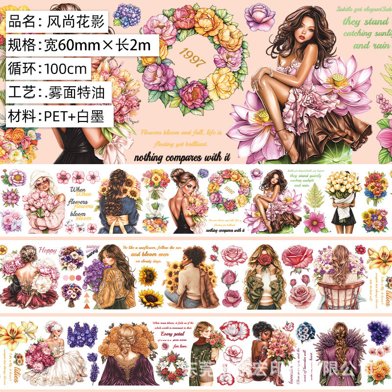Maillard Character & Floral Matte PET Tape – 1 m - ViktaShop