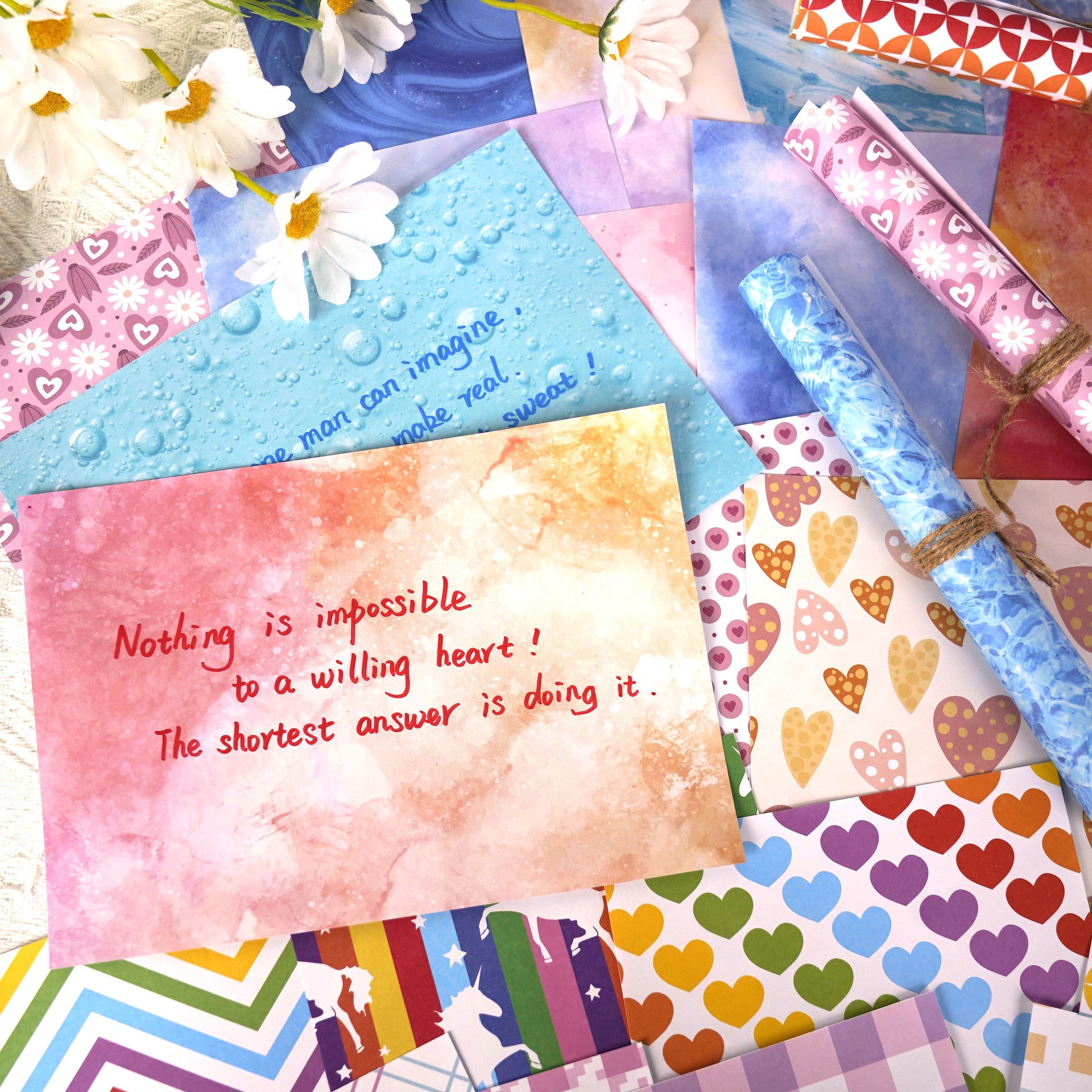 Ocean, Rainbow, Floral & More Material Paper Set, 6 Options - ViktaShop