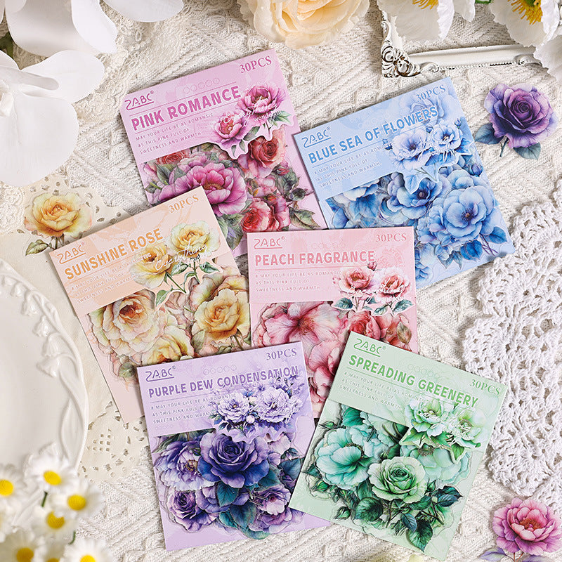 Flower Dance Transparent PET Stickers - Retro Rose for DIY - ViktaShop