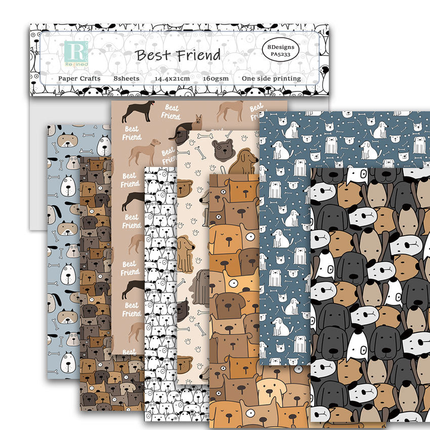 Best Friend DIY Background Pattern Paper, 8 Sheets - ViktaShop