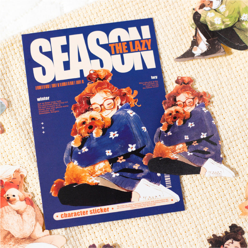 Lazy Seasonal Series Oil Sticker – Retro Characters, 6 Options - ViktaShop