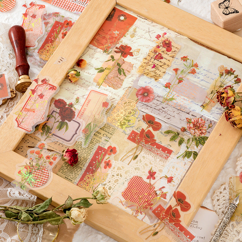 Bronzing PET Flowers Stickers for Scrapbooking - ViktaShop