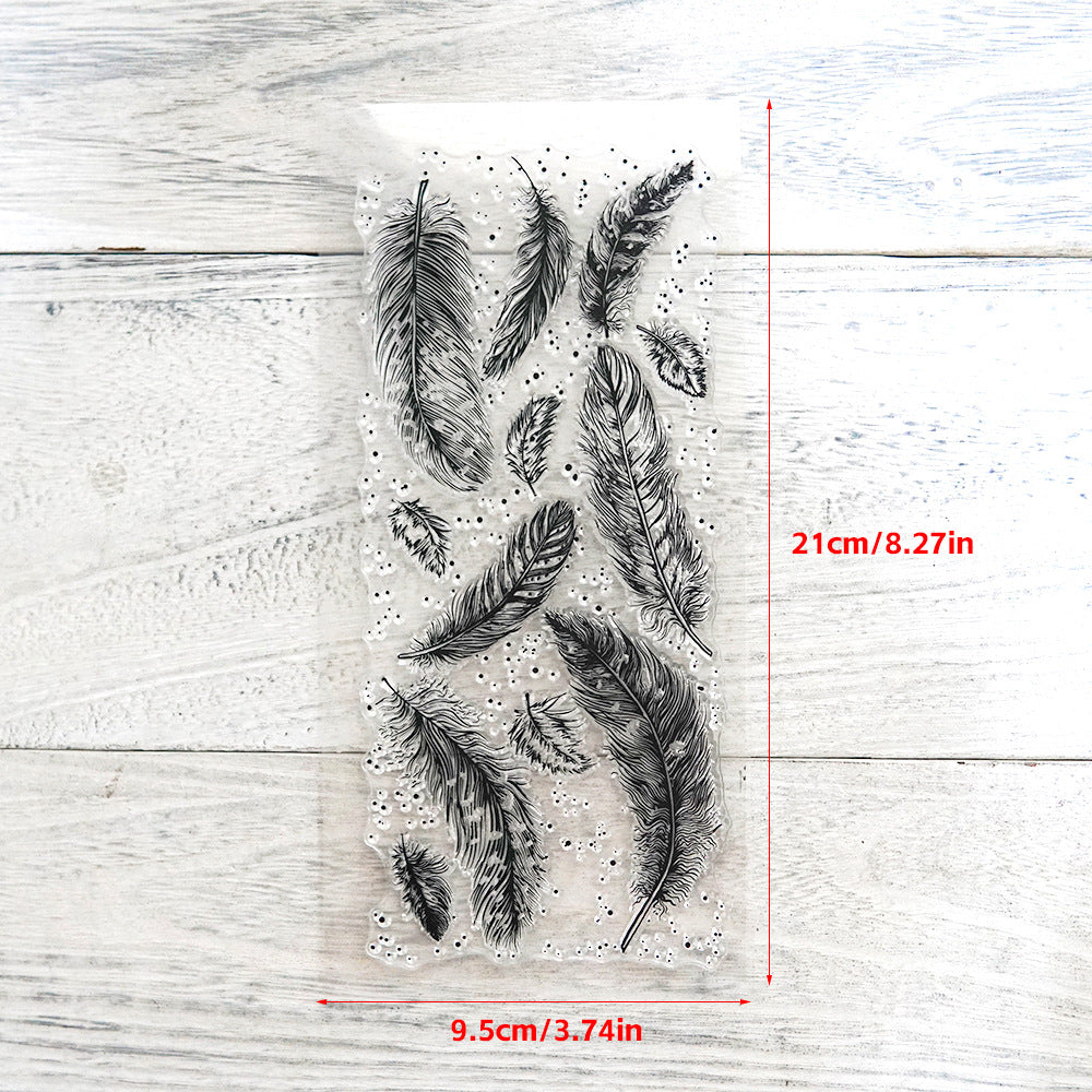 Silicone Transparent Seal, Feather Design for DIY Decoration - ViktaShop