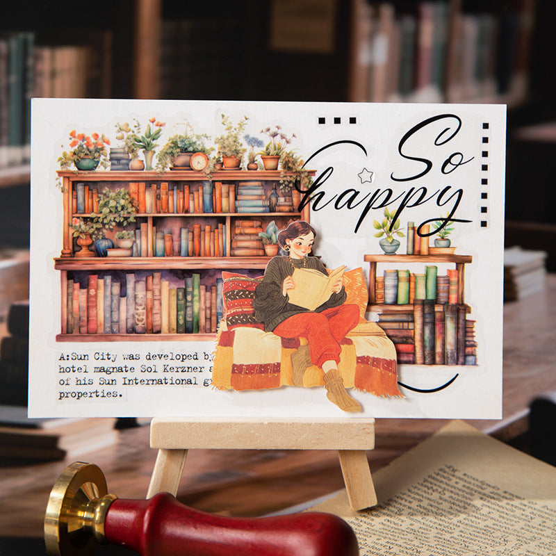 Library girl series paper stickers 15 psc