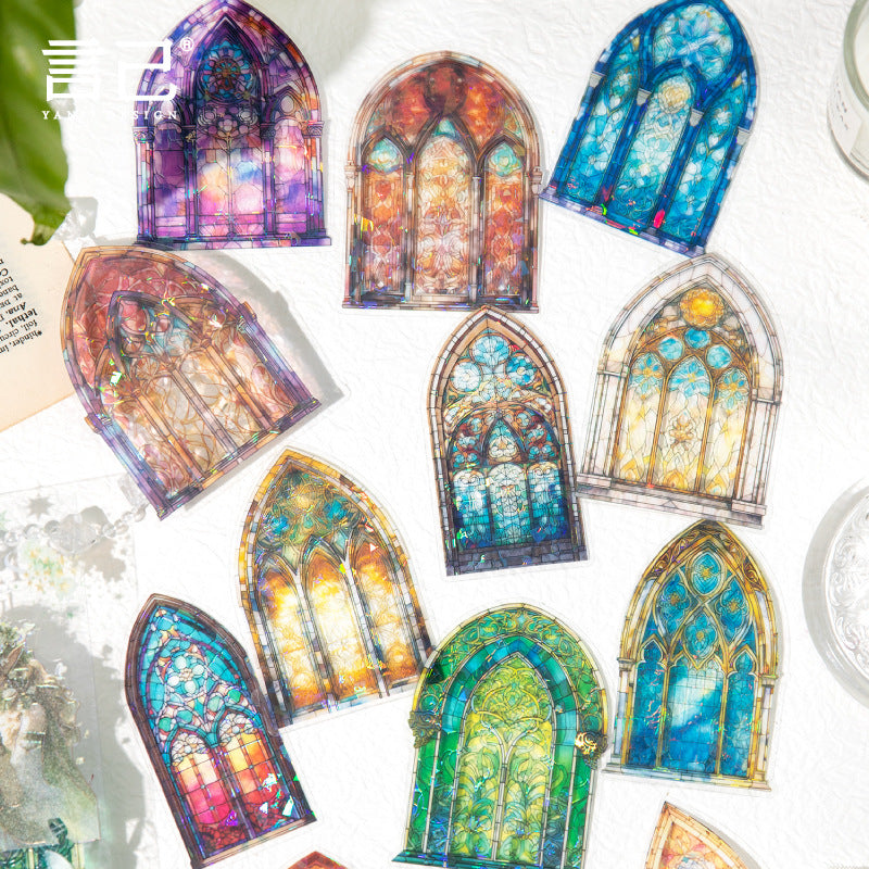 Colorful Glass Window – PET Sticker Pack, 6 Designs, 20 Pcs - ViktaShop