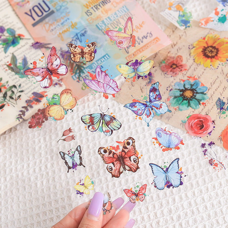 Flower, Butterfly & Green Leaf Cut Film PET Sticker Pack, 6 Options - ViktaShop