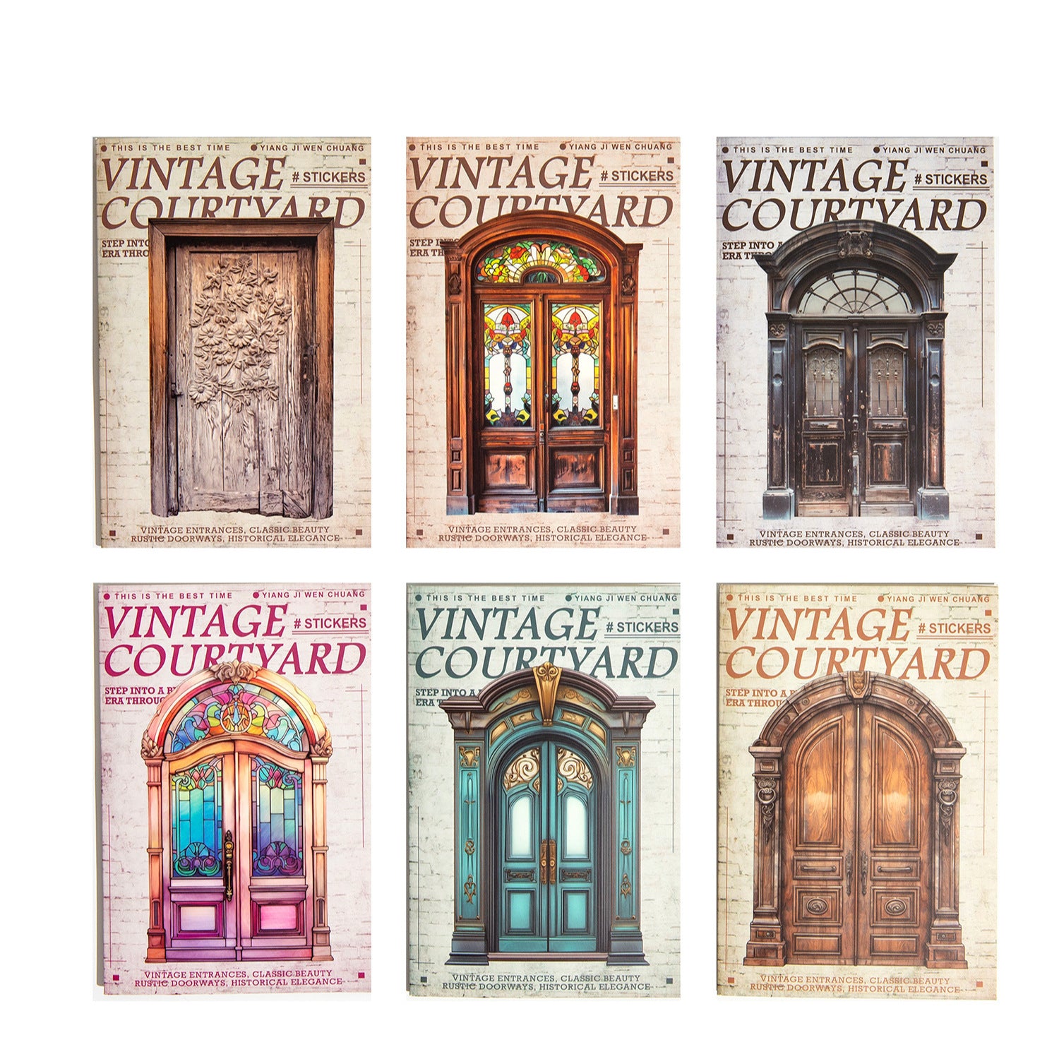 Hard Card Stickers - Retro Door Series, Hollow, 10 Pcs