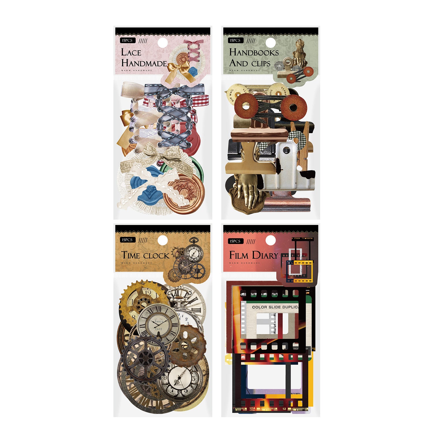 Retro Art Hollow Border Decoration Paper Sticker bag 15 psc