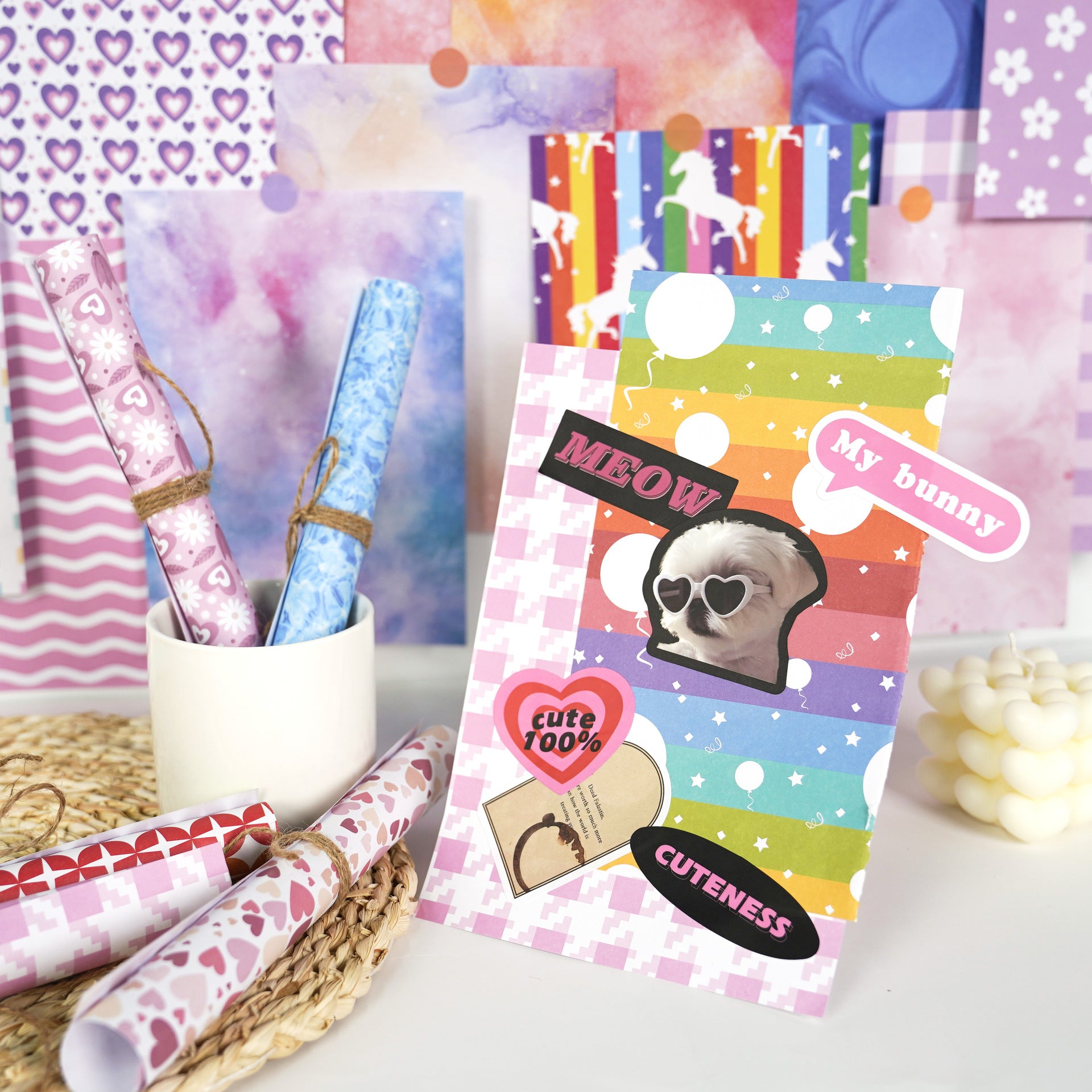 Ocean, Rainbow, Floral & More Material Paper Set, 6 Options - ViktaShop