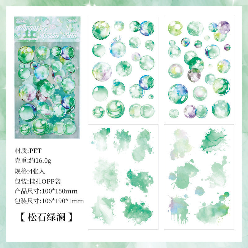 Glass Candy Heart PET Stickers - Transparent Splash Ink Style - ViktaShop