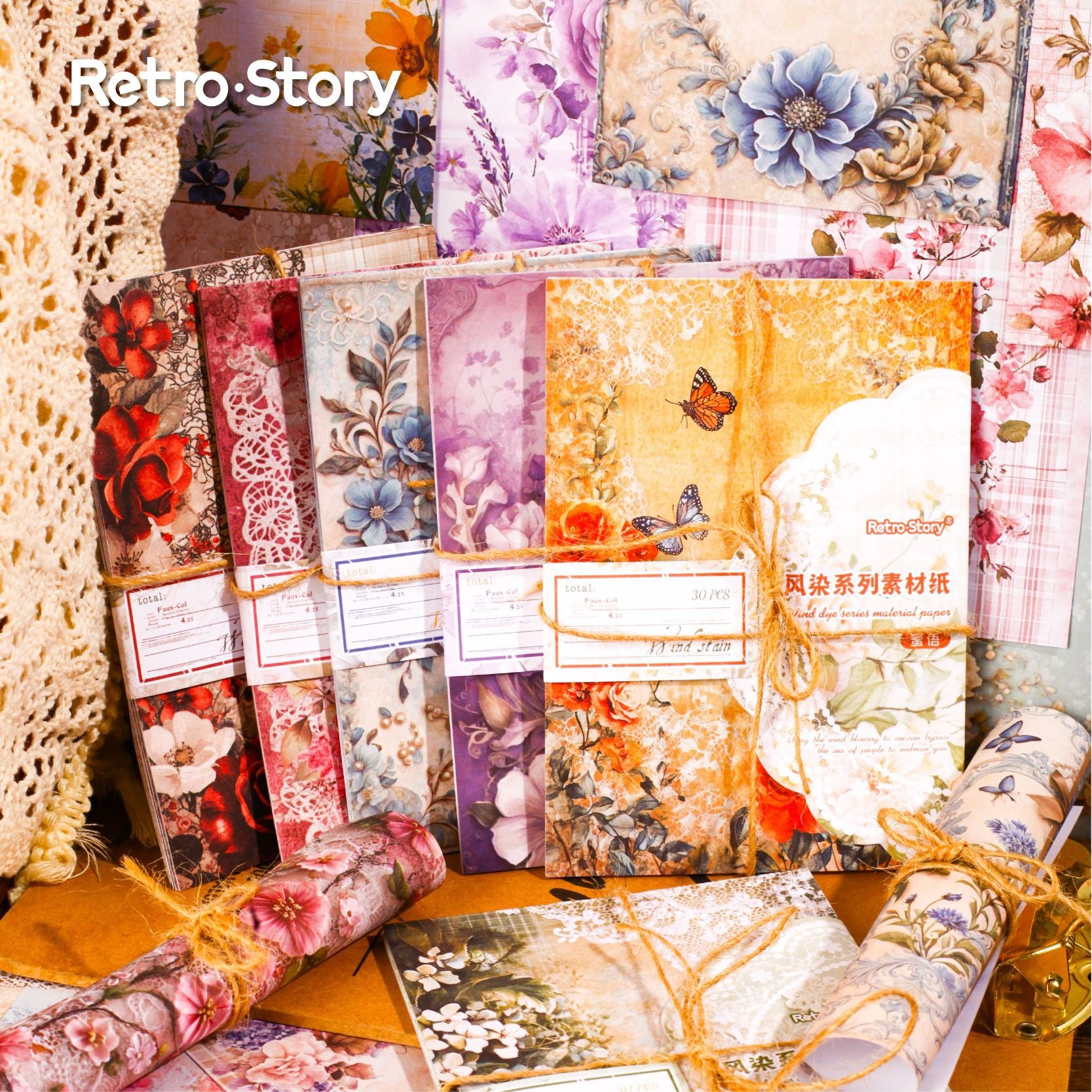 Spot Wind Dyed Retro Flower Paper - ViktaShop