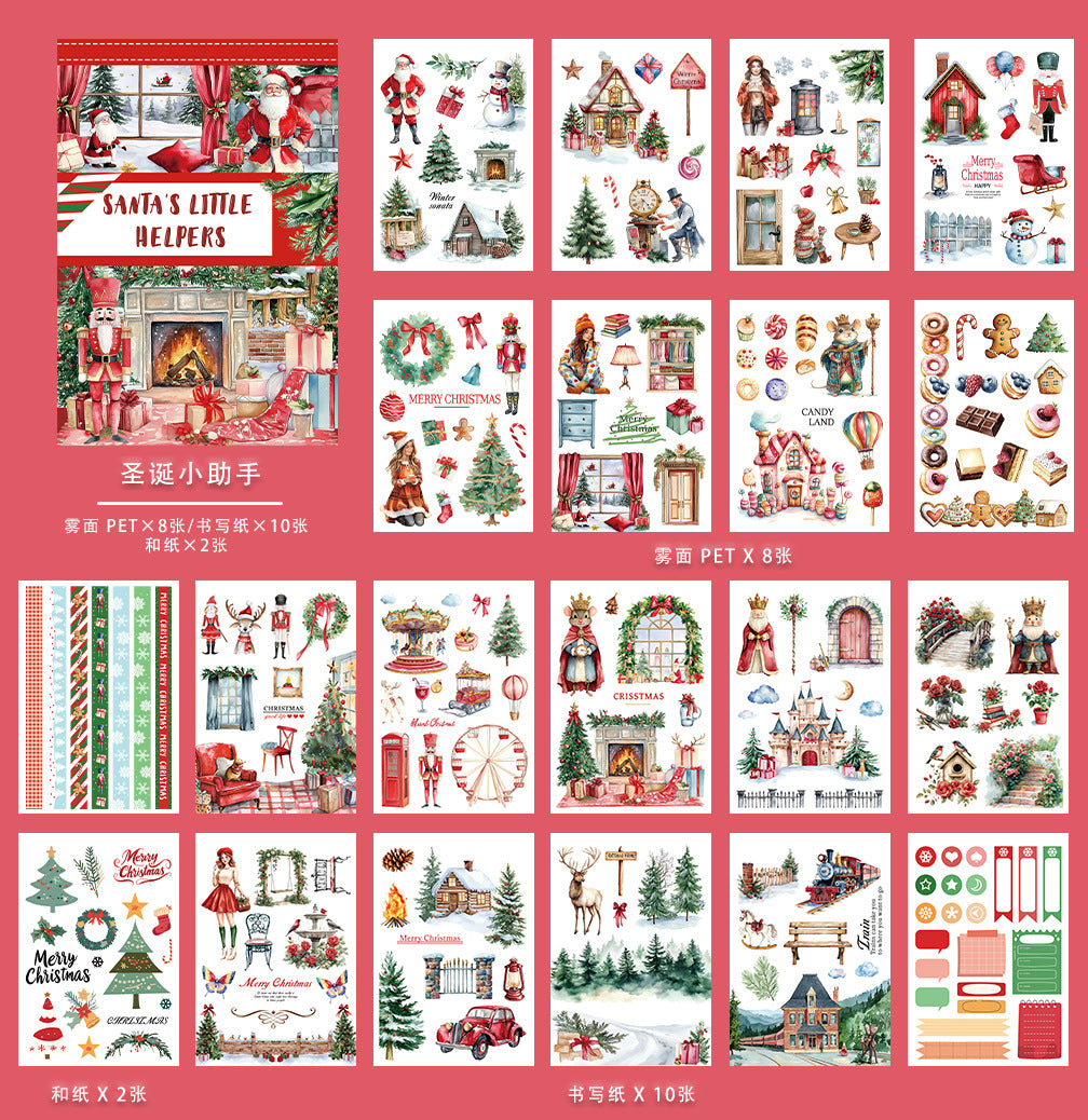 Christmas Retro Sticker Book – Flower PET Stickers - ViktaShop