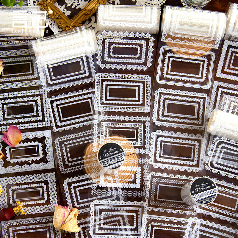 Lace Nocturne Series, Retro Border Decoration PET Tape, 6 Options - ViktaShop