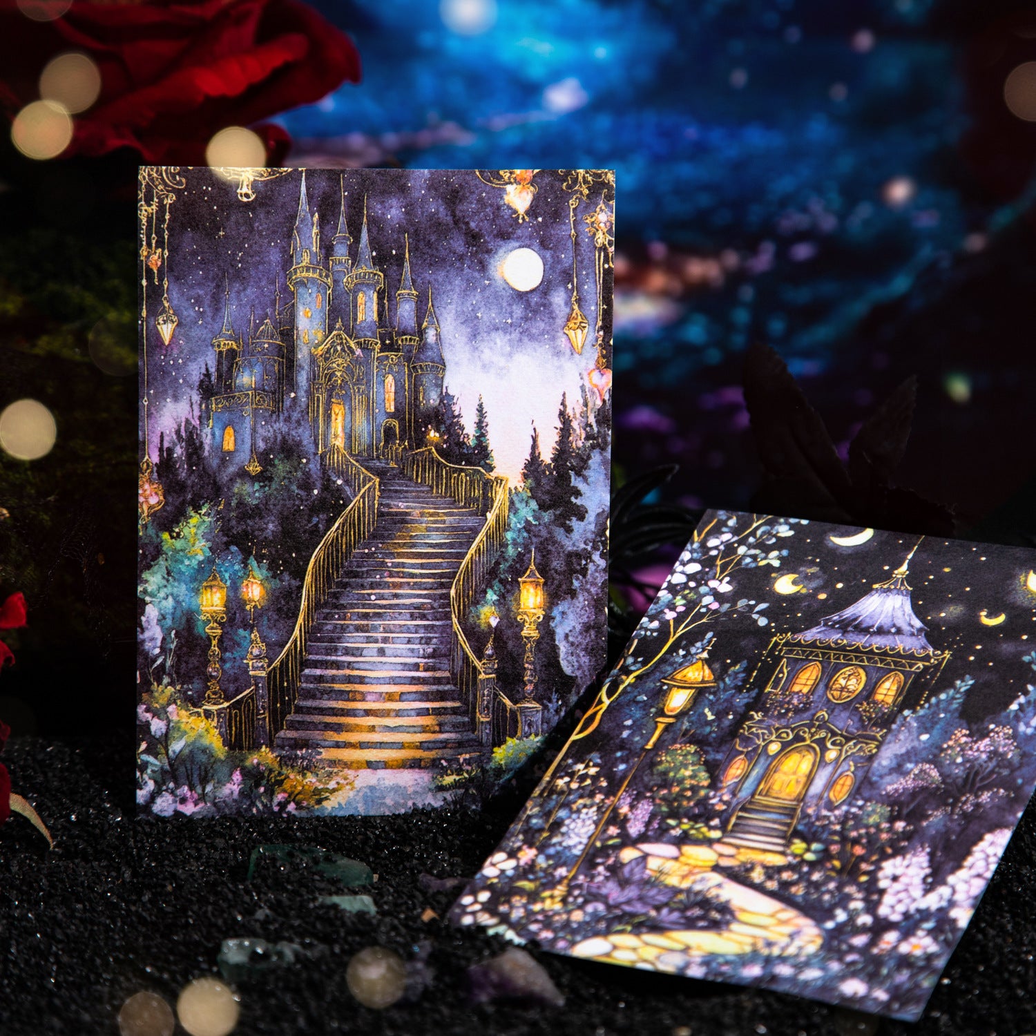 Beautiful Day Starry Night Magic Notebook Stickers – Background Material, 10 Pcs - ViktaShop