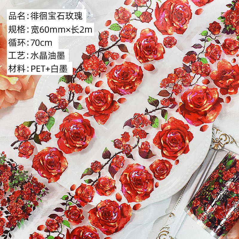 Antique Floral PET Tape – Vintage Landscape Hemp Stickers for Scrapbooking, 2m - ViktaShop