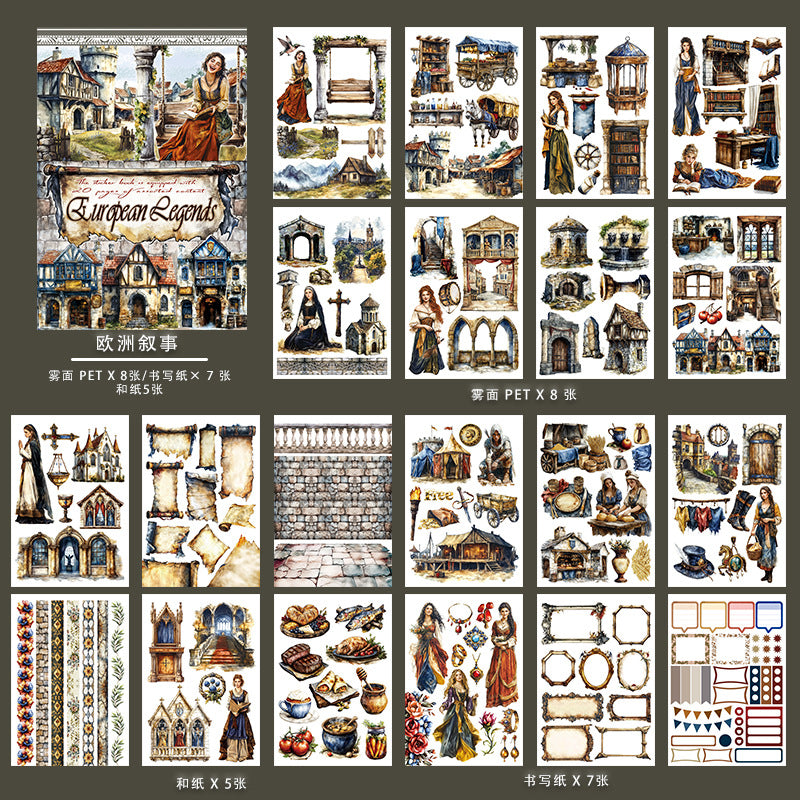 European & American Landscape Sticker Book – PET Collage - ViktaShop