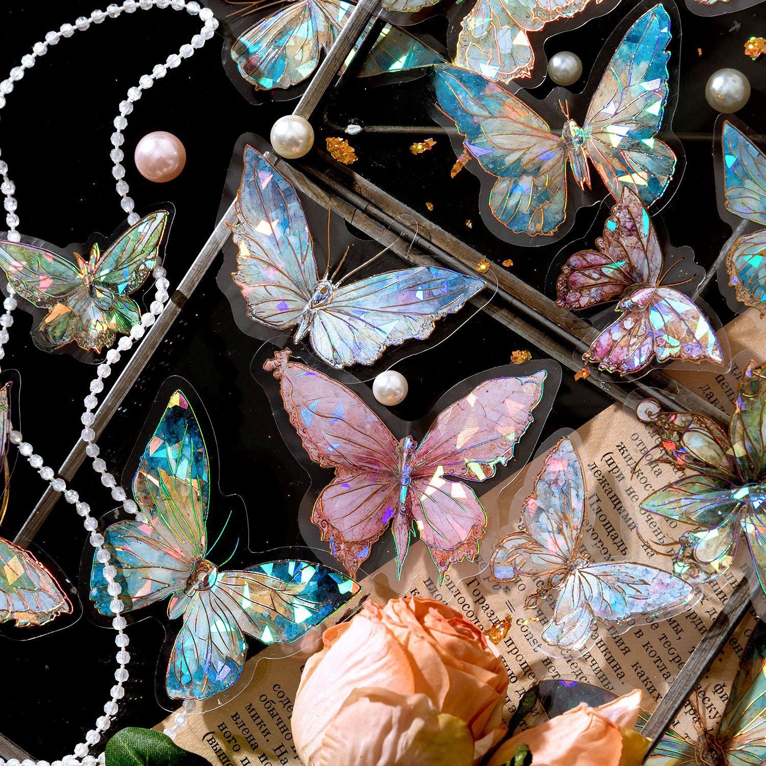 Ice Crystal 3D Butterflies Stickers – PET Decorative Stickers - ViktaShop