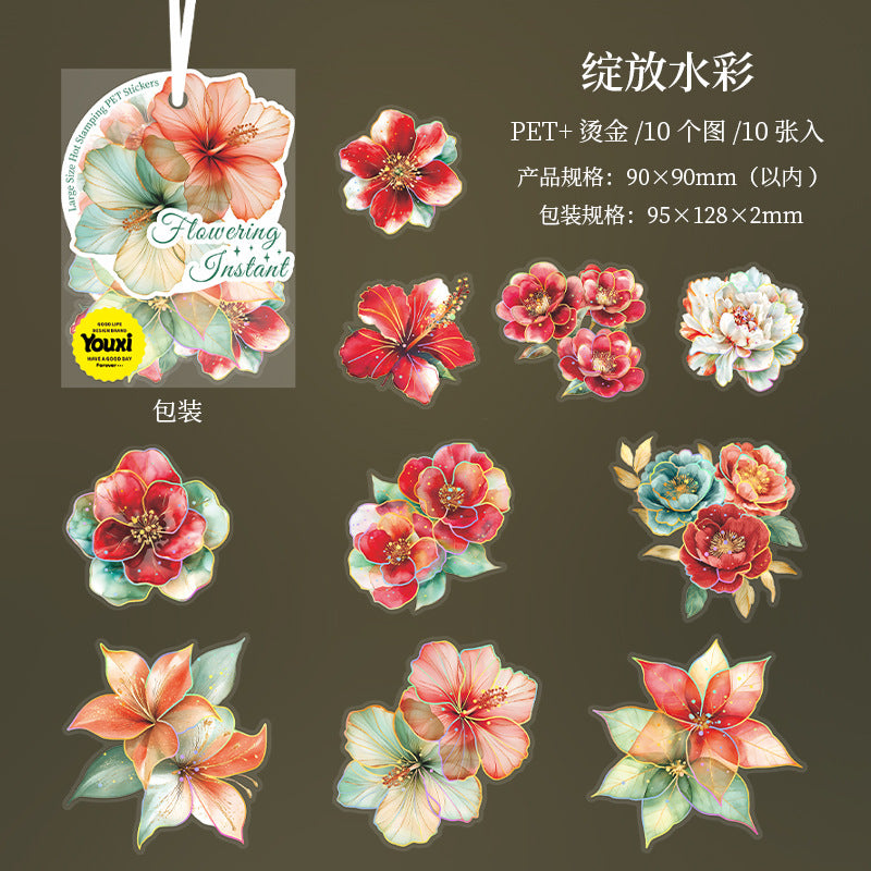 Flower Blooming Moment Series  Large Stickers 10 Psc