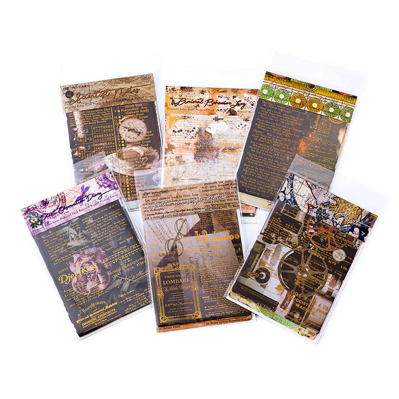 Retro Research Record Paper - Gilded Simulation Book Pages, 6 Options - ViktaShop