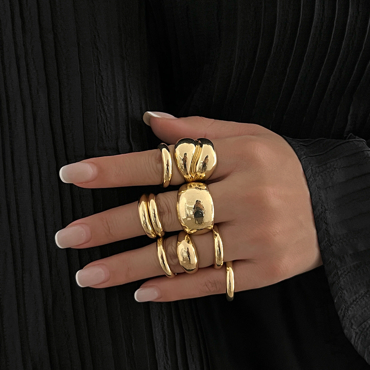 Vintage Minimalist Glossy Chunky Ring, 16 Options - ViktaShop