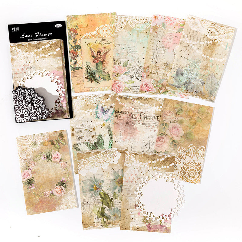 Note Paper – Lace Showroom Series, Retro Style, 6 Options - ViktaShop
