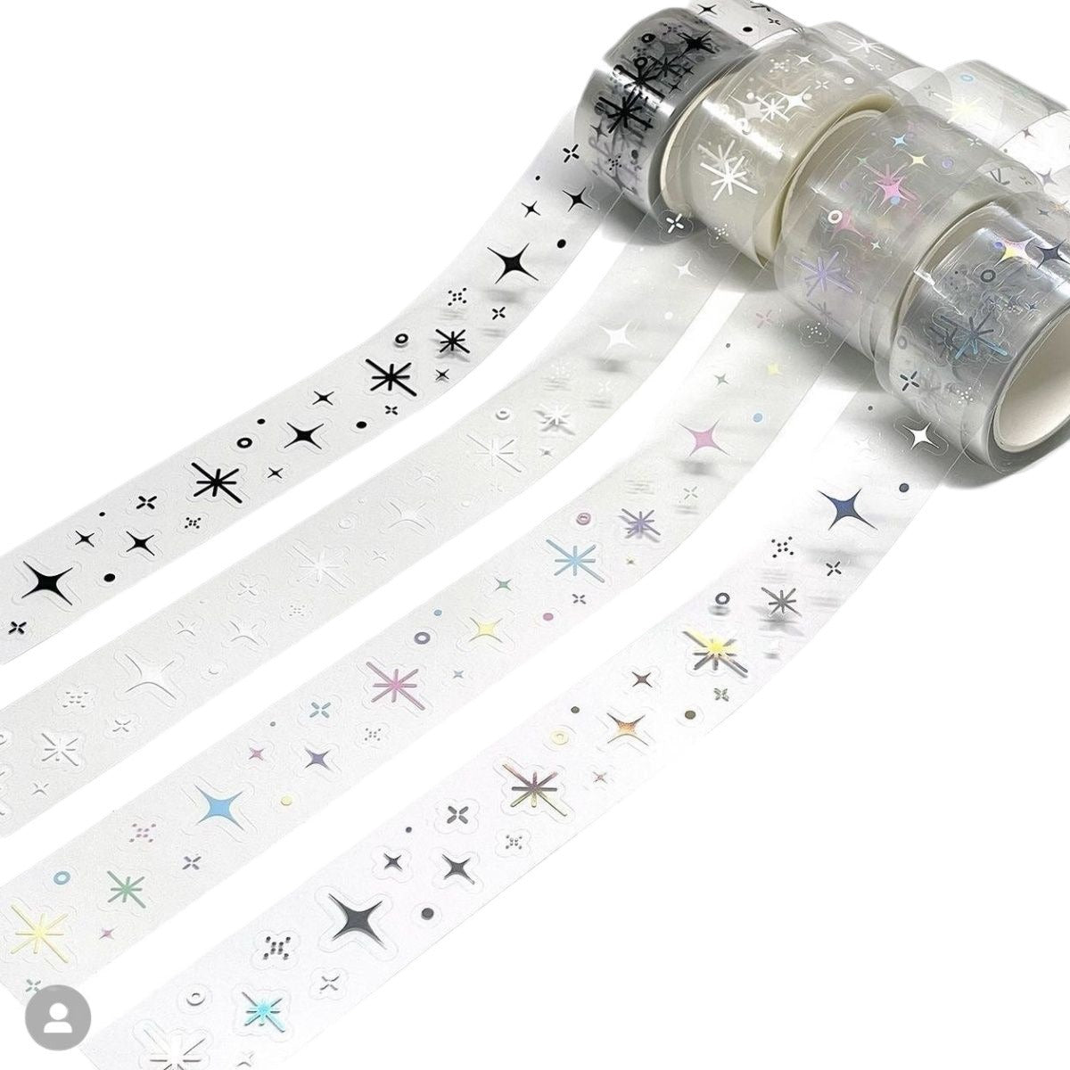 Korean PET Decorative Tape Roll – Star & Hot Silver Accents, 5m - ViktaShop