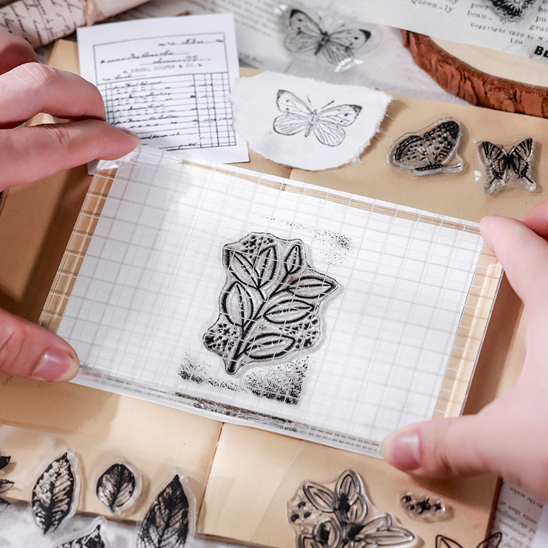 Transparent Silicone Seal - Retro Plant & Flower Collage - ViktaShop