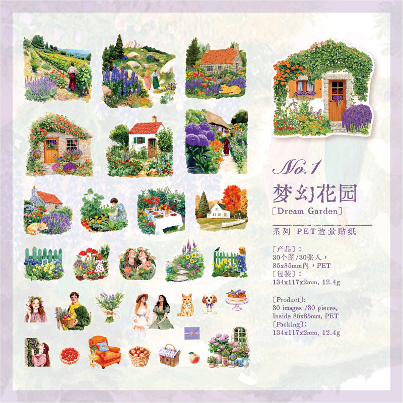 Romantic Garden PET Stickers - ViktaShop