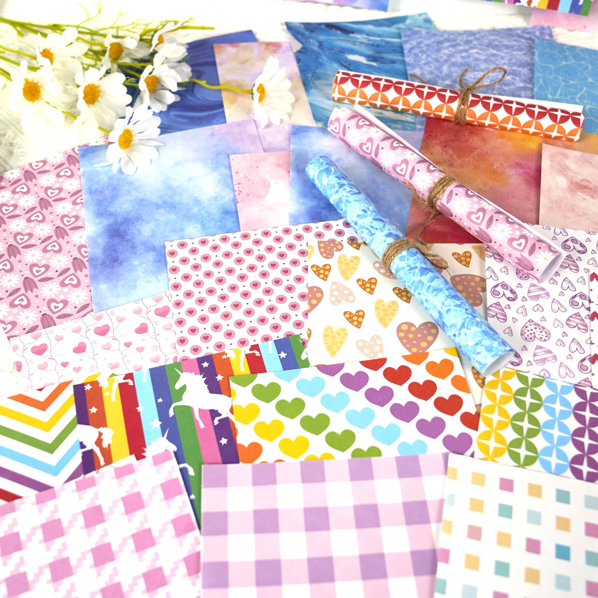 Ocean, Rainbow, Floral & More Material Paper Set, 6 Options - ViktaShop