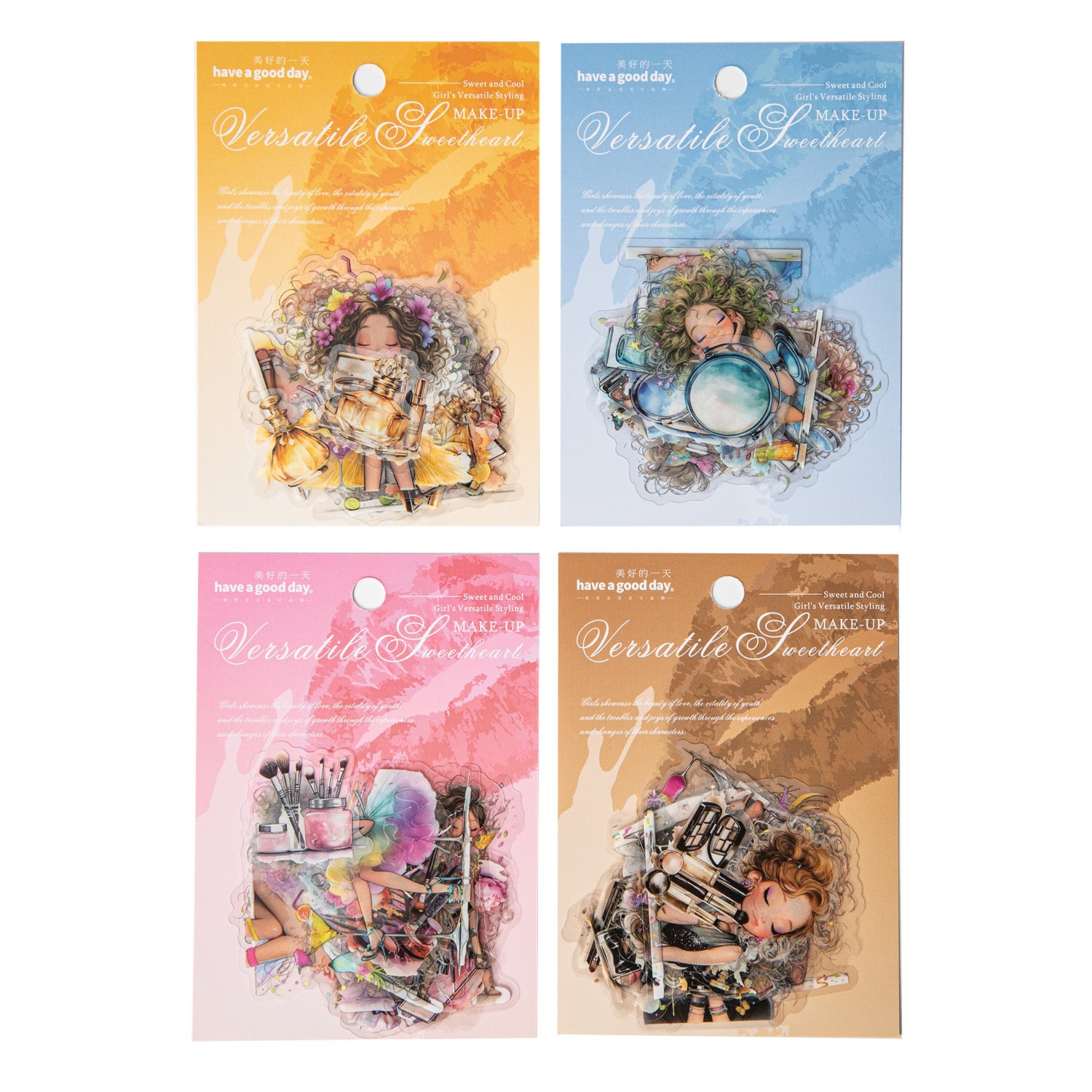 Girls Beauty Theme Pet Stickers  4 Styles 20psc