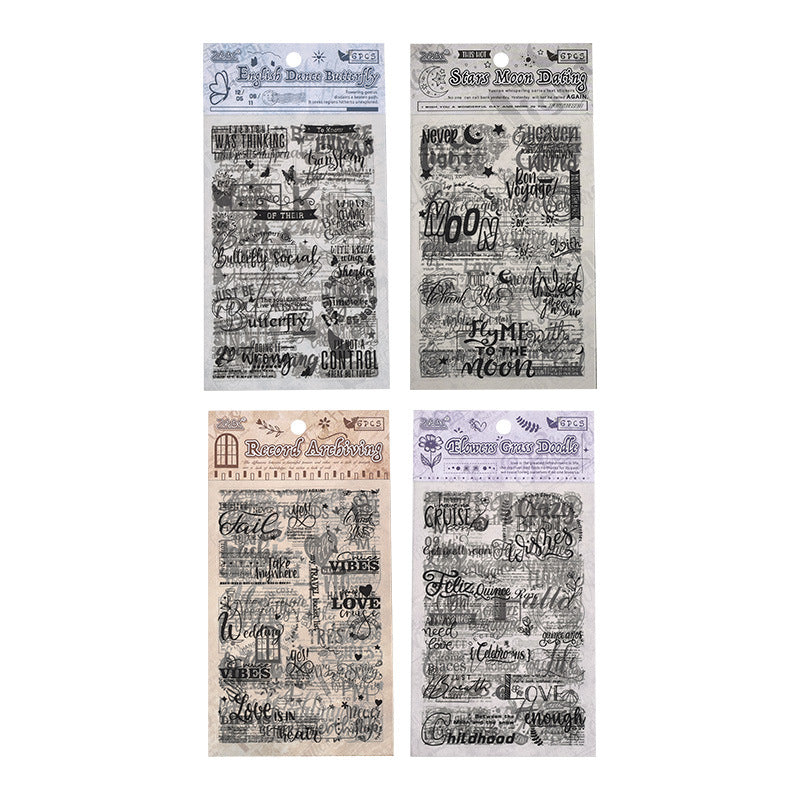 Text PET Stickers 6 psc