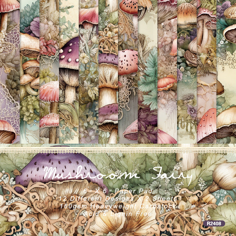 Mushrooms paper material background 10 sheets