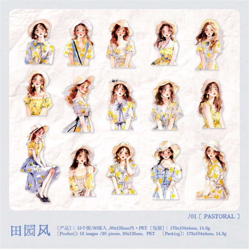 PET Stickers – Summer Girl Series, 6 Options - ViktaShop