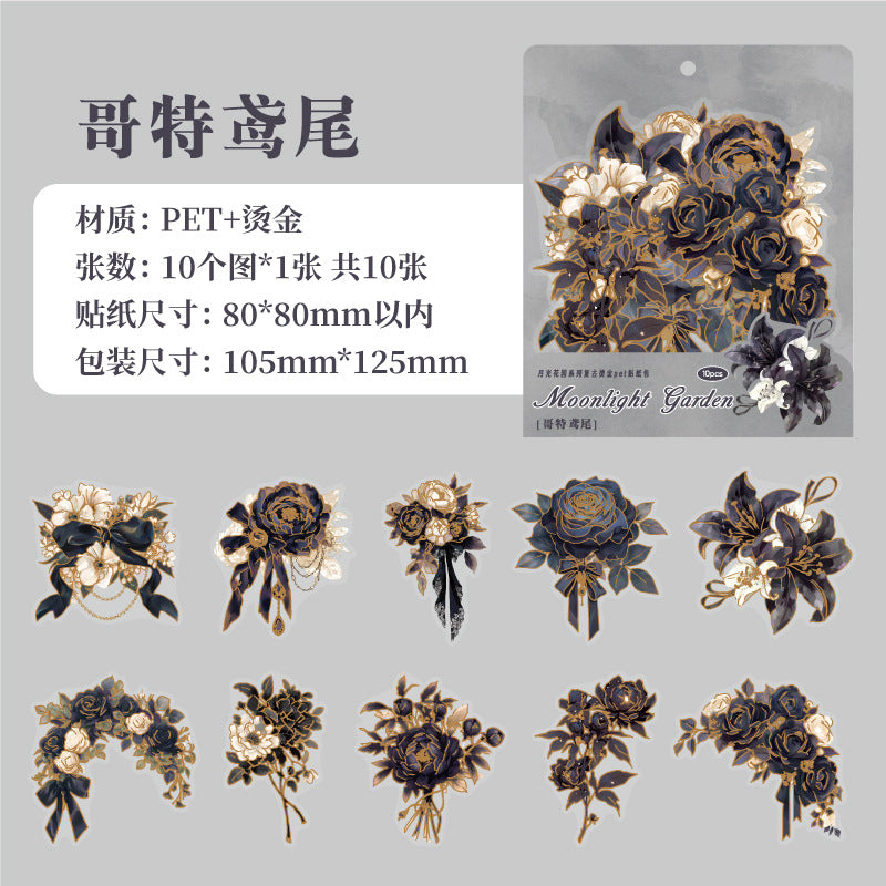 Moonlight Garden Series Retro Pet Stickers 6 Styles 10 psc