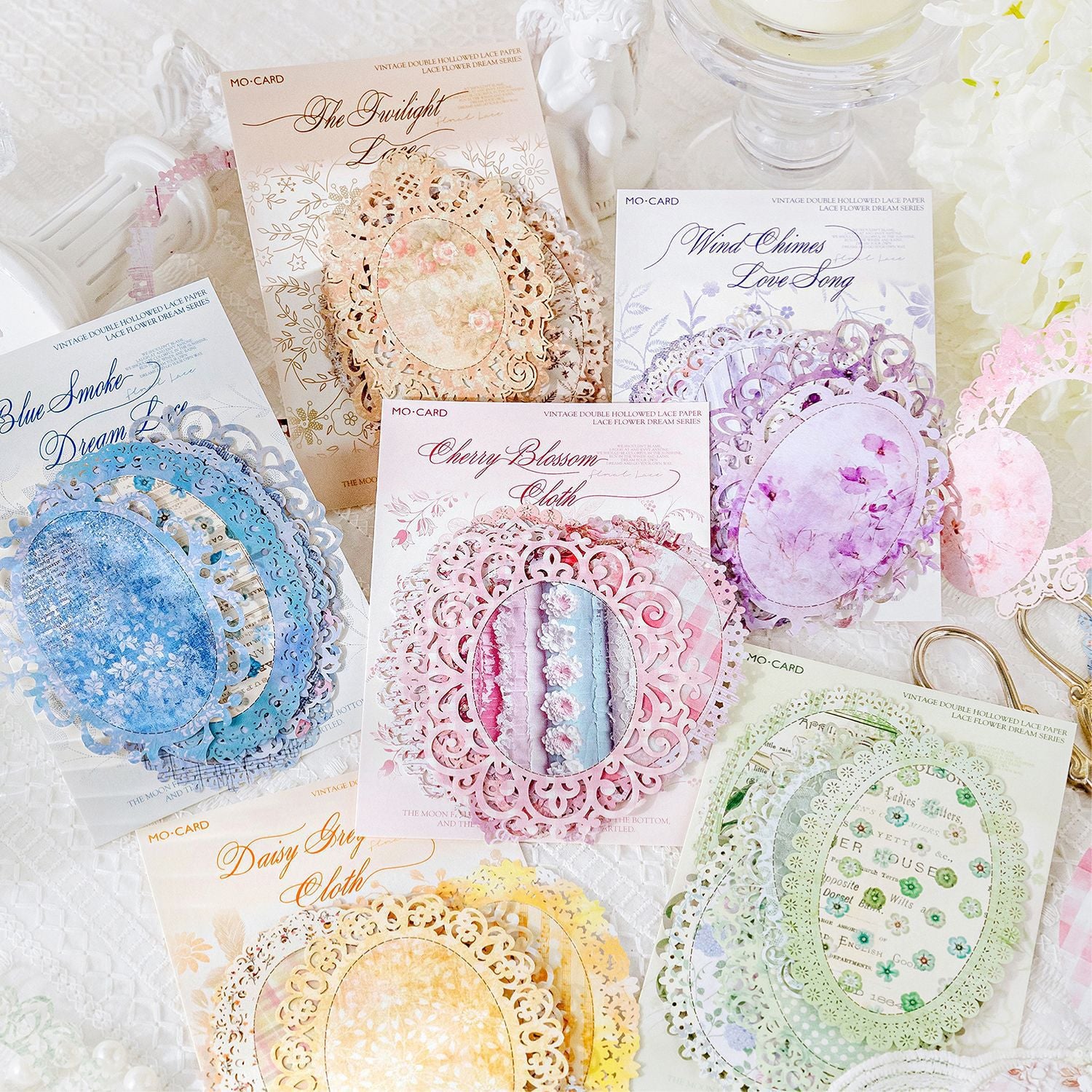 Flower Dream Vintage Lace Paper stickers 10 psc
