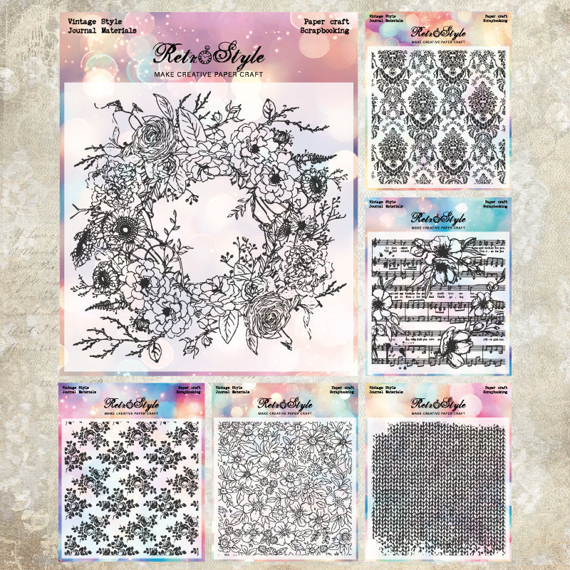 Transparent Silicone Stamp – Retro Background Rose & Wood Grain, 8 Options - ViktaShop