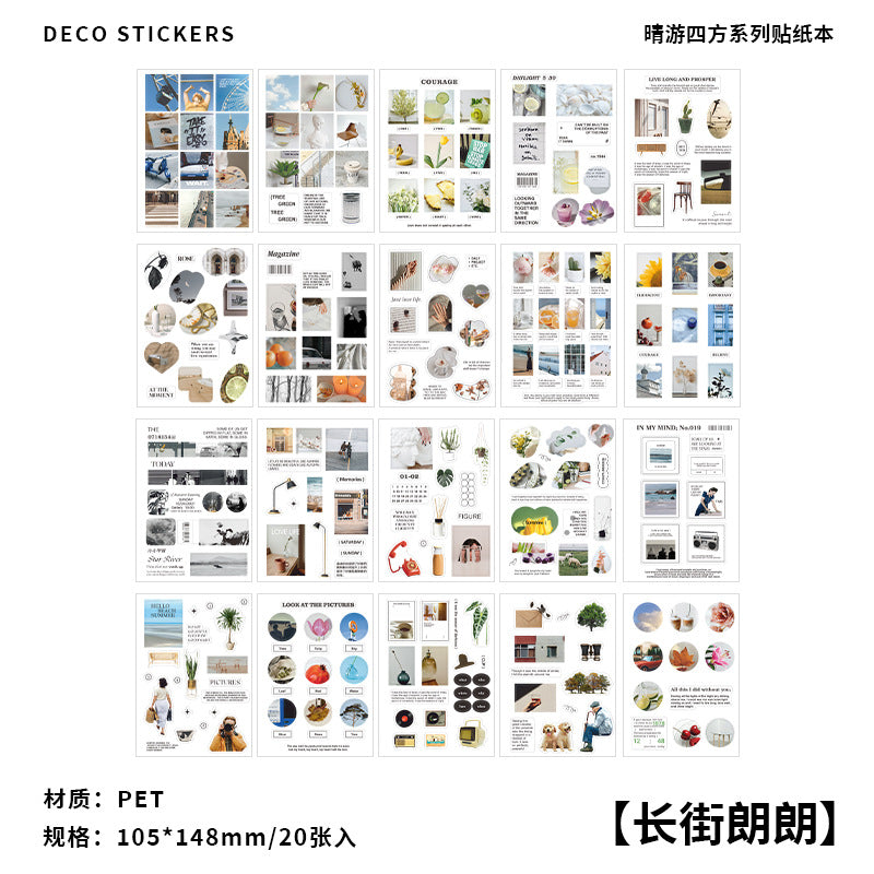 PET Sticker Book – Retro Literary Decoration Material Stickers, 20 Pcs - ViktaShop