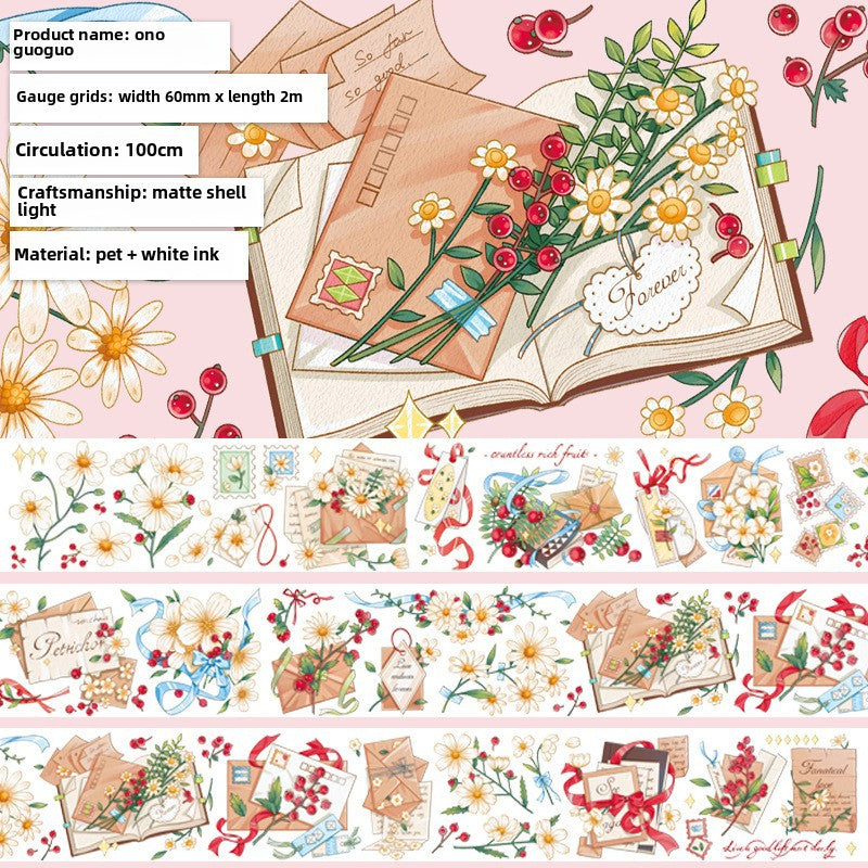 Watercolor Flower PET Tape – Black & White Frame - 2m - ViktaShop
