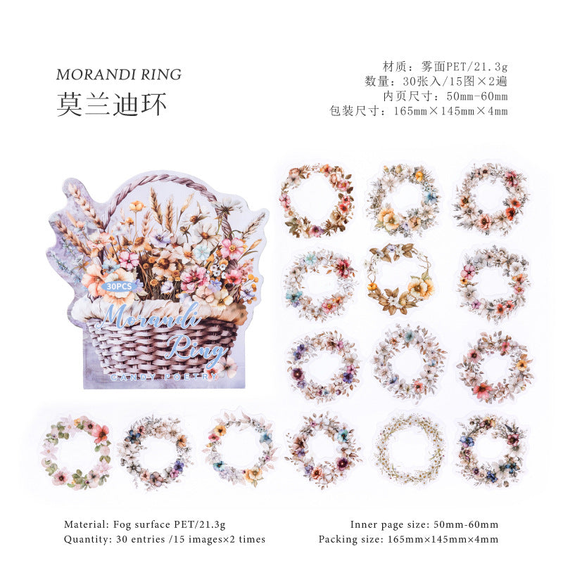 Sugar Poetry Fog PET White Ink Sticker Bag - Forest Box Series, 30 Pcs - ViktaShop