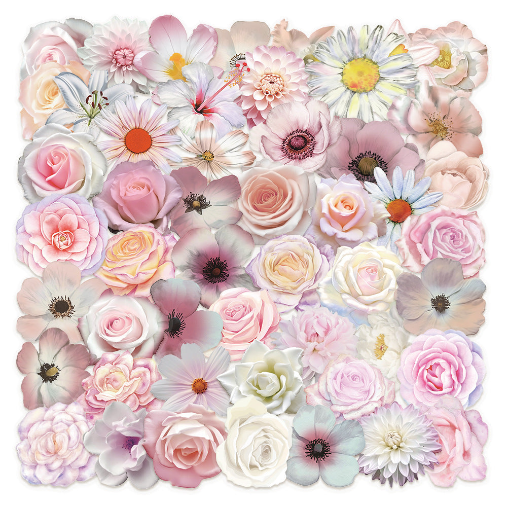 Pink Flower Stickers 50 psc