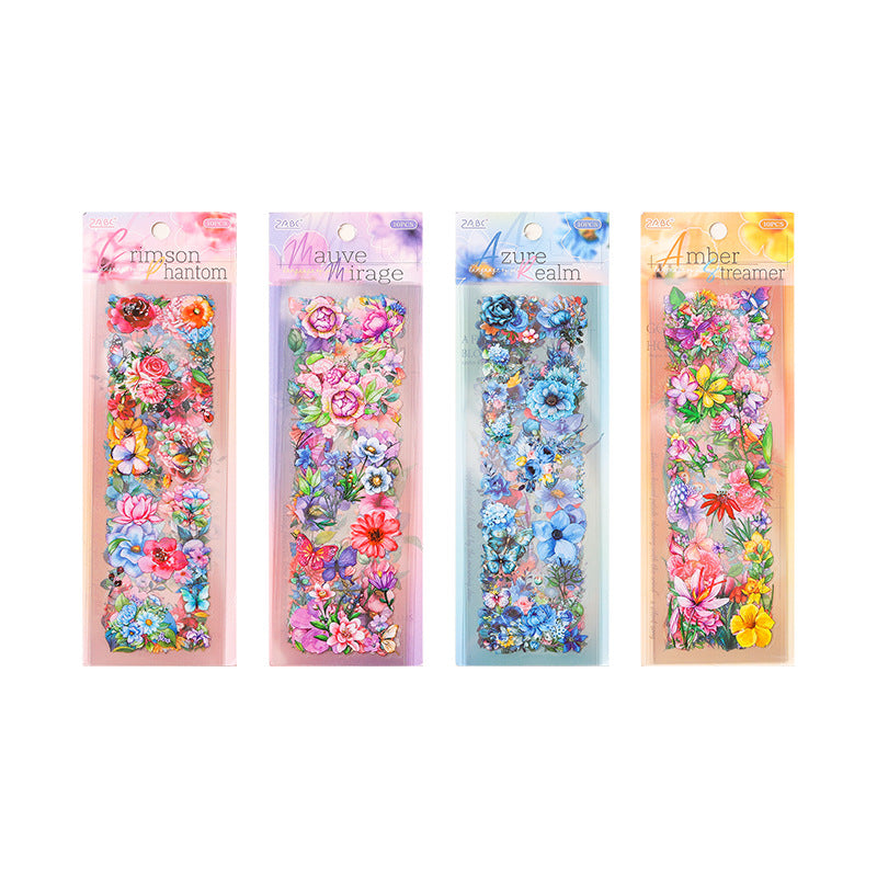 Pet Die-Cut Flat Stickers, Streamer Flower Series, 10 psc