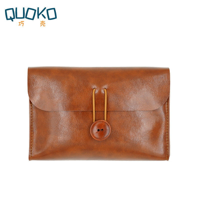 Wooden Button Small Storage Bag – Digital Accessories & Cosmetics - ViktaShop