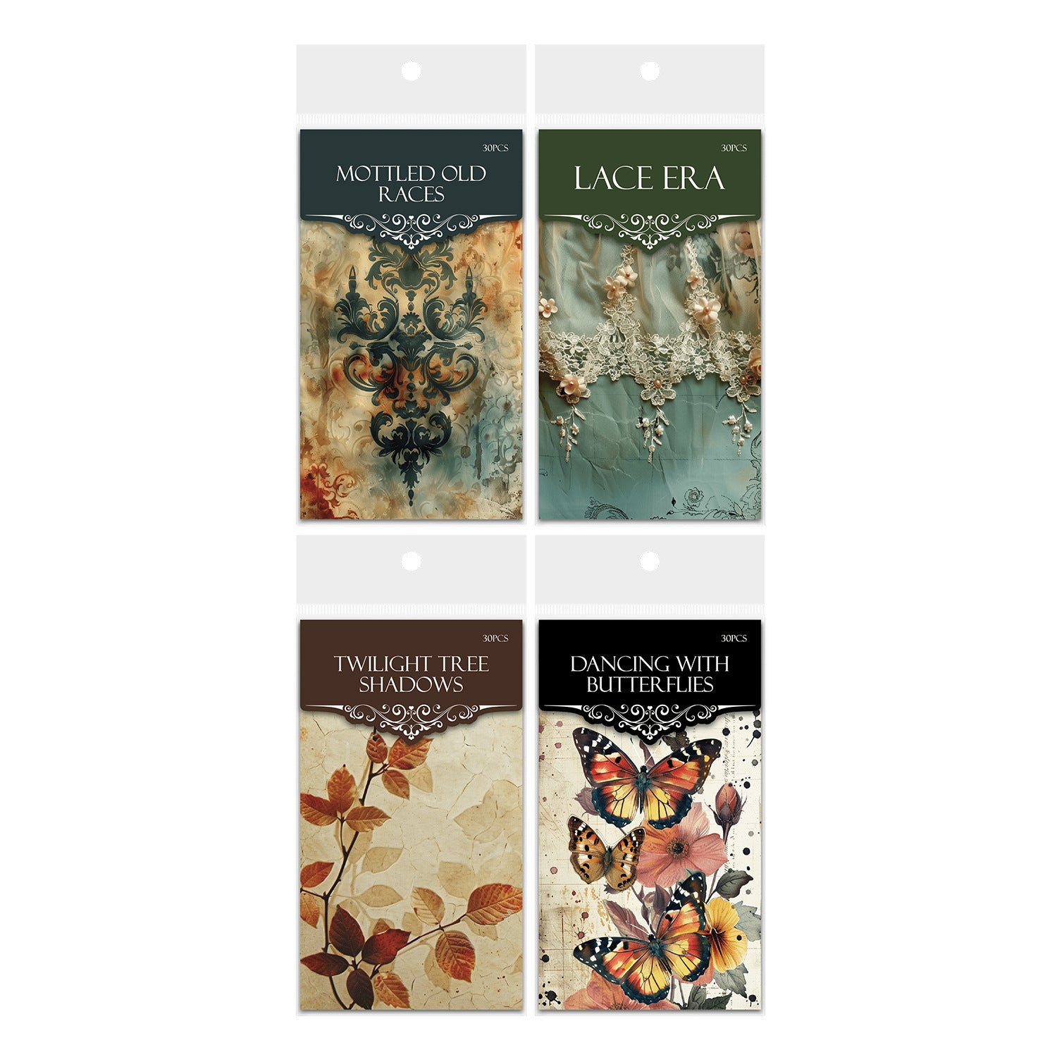 Ancient Forest Paper – Year Blueprint Series, Retro Flowers & Butterfly Garden, 30 Pcs - ViktaShop