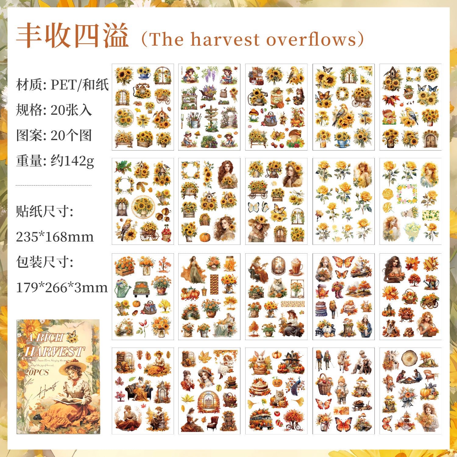 Large Size Dual Material Sticker Book, 20 Sheets