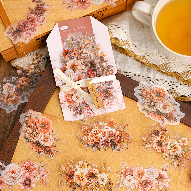 Amber Flower Shadow Series PET Stickers, 6 Options - ViktaShop