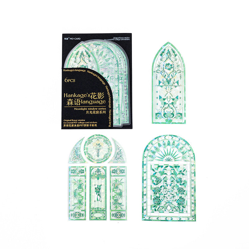 PET Collage Stickers - Moonlight Window Series, 4 Options - ViktaShop