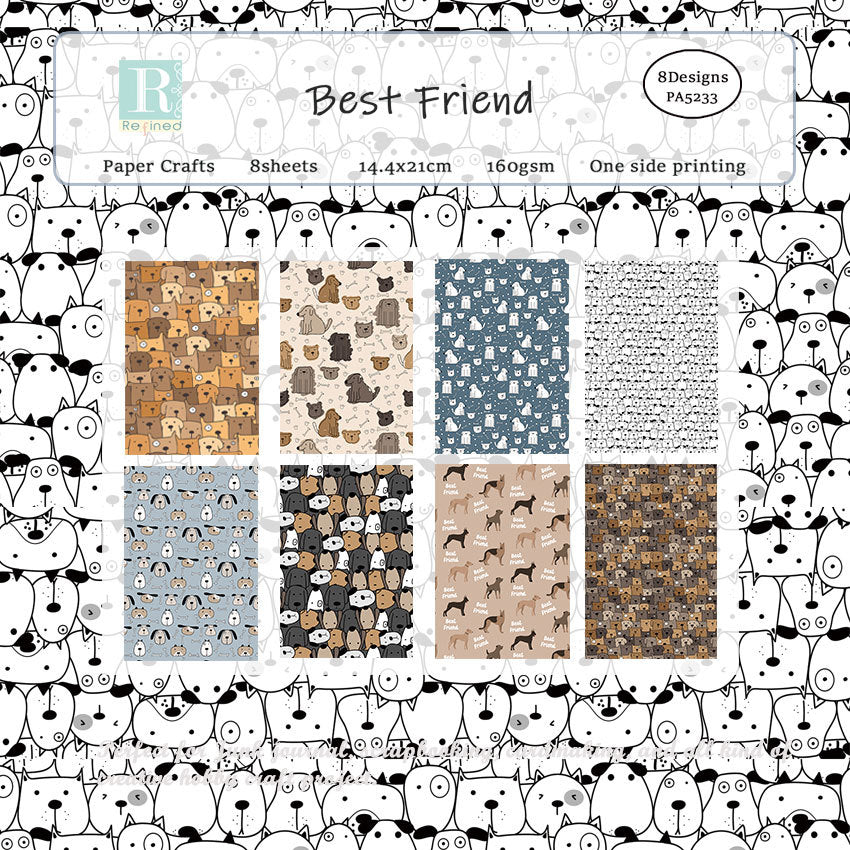 Best Friend DIY Background Pattern Paper, 8 Sheets - ViktaShop