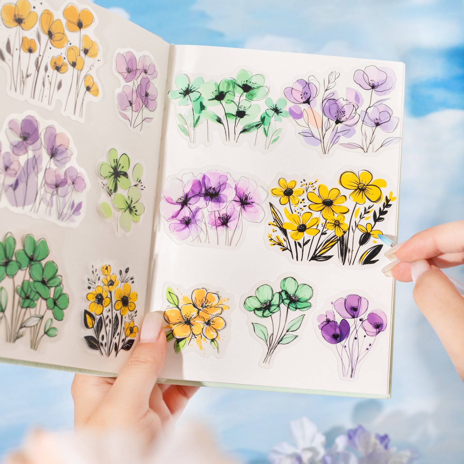 Flower Painting Series Flower Theme PET tape  15 Pcs