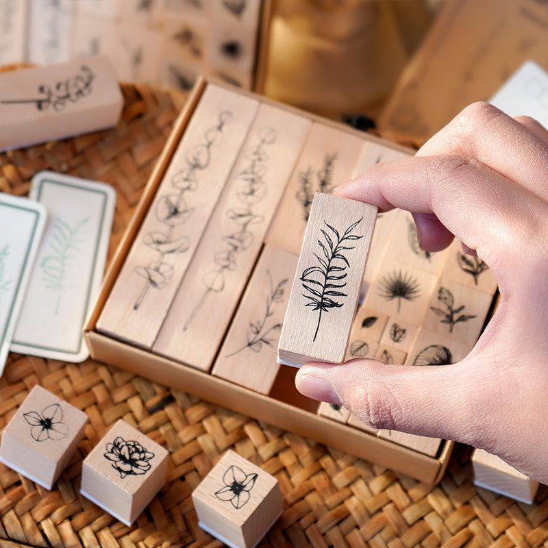 Lush Leaves Wooden Stamp – Lotus & Plant Design, 2 Options - ViktaShop